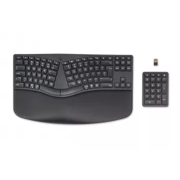 HP 960 Ergonomic Wireless Keyboard, pilna izmēra (100%), bezvadu, RF Wireless + Bluetooth, membrānas, QWERTY, melna
