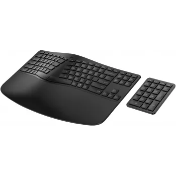 HP 965 Ergo Wireless tastatūra, pilna izmēra, bezvadu, RF + Bluetooth, membrānas, QWERTY, melna