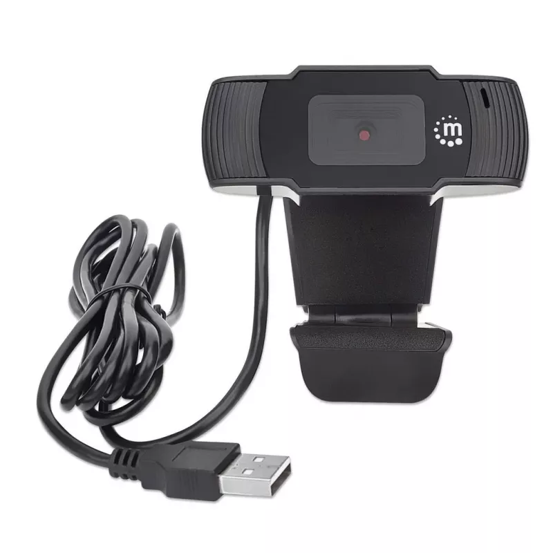 Manhattan USB tīmekļa kamera, 2 MP, 1080p Full HD, iebūvēts mikrofons, regulējams klips, melna