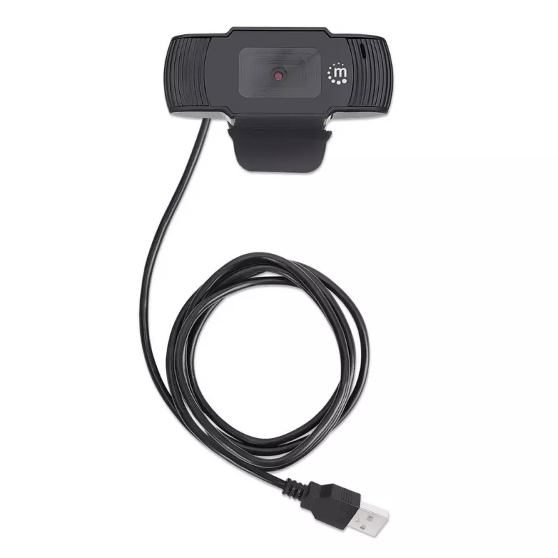 Manhattan USB tīmekļa kamera, 2 MP, 1080p Full HD, iebūvēts mikrofons, regulējams klips, melna