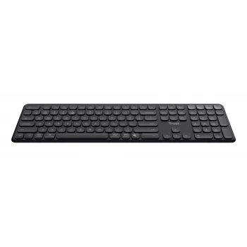 Trust Vaiya 25511 bezvadu tastatūra vairākām ierīcēm, USB RF + Bluetooth, ASV izkārtojums, ciparu tastatūra, iebūvēts uzlādējams akumulators, melna