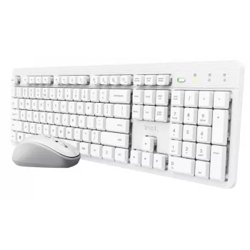 Trust Ody II bezvadu tastatūra un pele, RF, QWERTY, US English, balta
