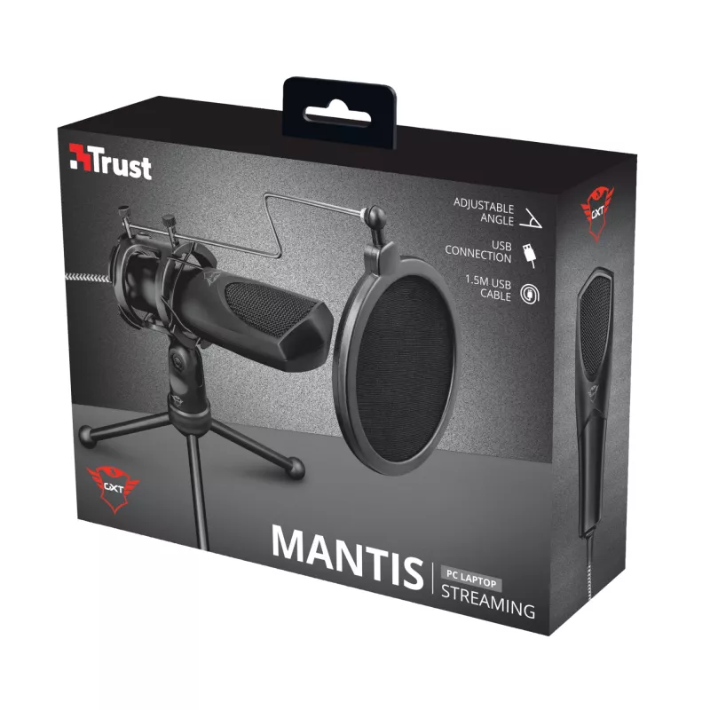 Trust GXT 232 Mantis Melns USB mikrofons ar statīvu