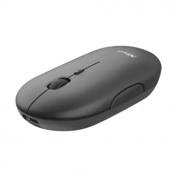 Trust Puck uzlādējama bezvadu īpaši plāna pele, ambidekstra, optiska, RF bezvadu + Bluetooth, 1600 DPI, melna