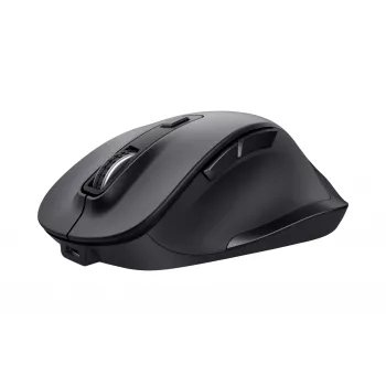 Pele Trust Fyda bezvadu RF + USB Type-A, optiska, 2400 DPI, melna