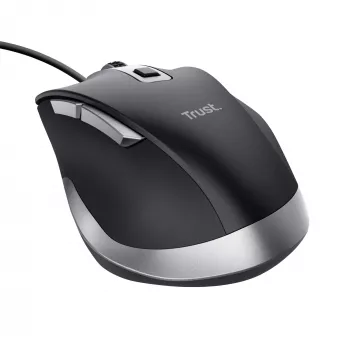Trust Fyda vadu pele, labā roka, optiskā, USB Type-A, 5000 DPI, melna