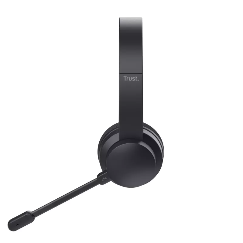 Trust Ayda austiņas ar vadu un bezvadu, Bluetooth, USB-C, melnas
