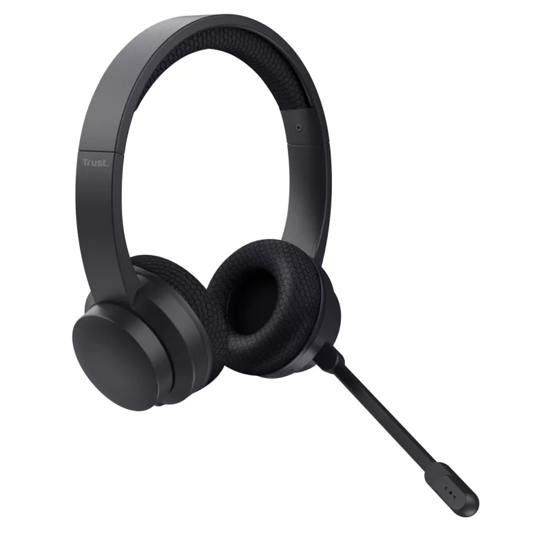 Trust Ayda austiņas ar vadu un bezvadu, Bluetooth, USB-C, melnas