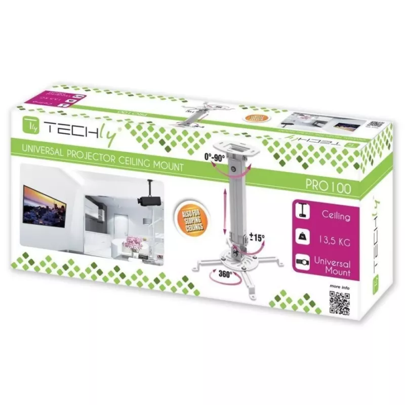 Techly projektora griestu stiprinājums pagarinājums 380-580 mm sudrabs ICA-PM 18S