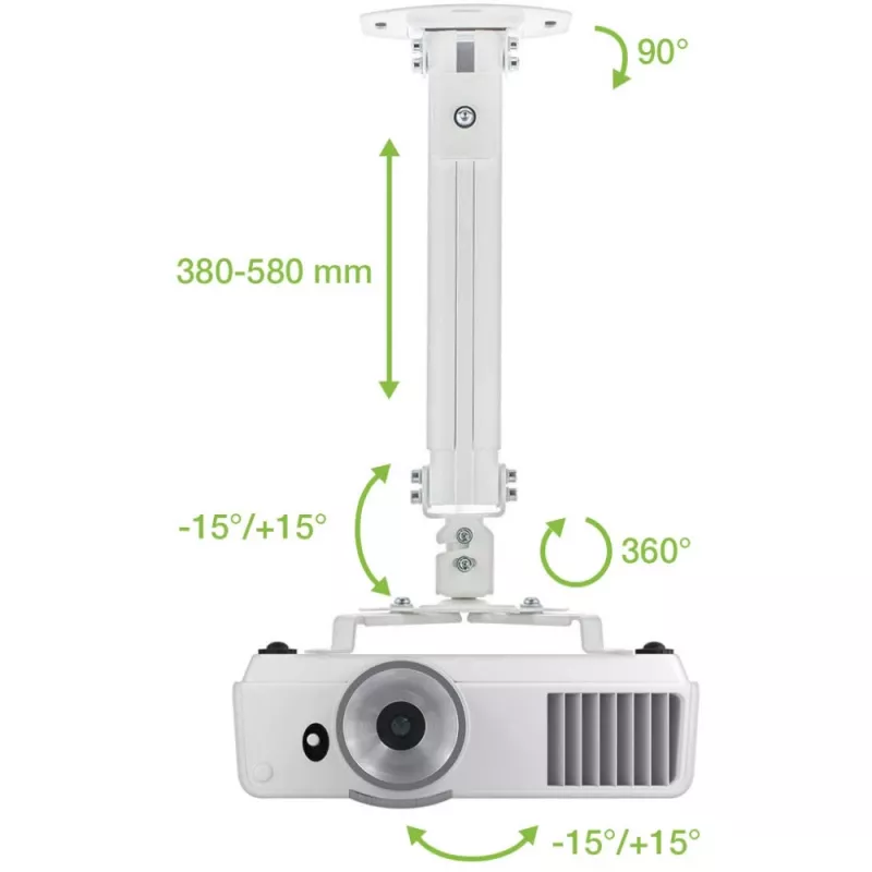 Techly projektora griestu stiprinājums pagarinājums 380-580 mm sudrabs ICA-PM 18S