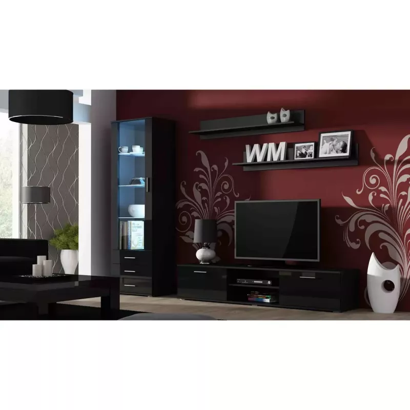 Peldošo plauktu komplekts Cama Meble SOHO 1250×200×200 mm, skaidu plātne, melns matēts (divi plaukti)