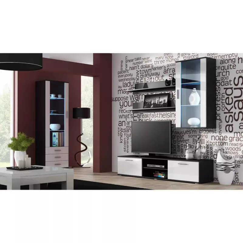 Peldošo plauktu komplekts Cama Meble SOHO 1250×200×200 mm, skaidu plātne, melns matēts (divi plaukti)