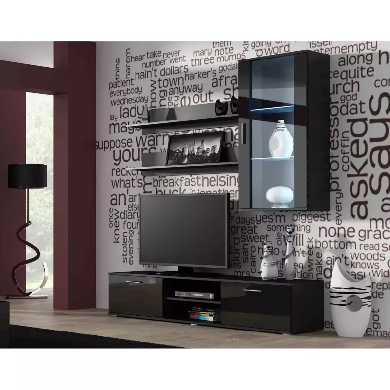 Peldošo plauktu komplekts Cama Meble SOHO 1250×200×200 mm, skaidu plātne, melns matēts (divi plaukti)
