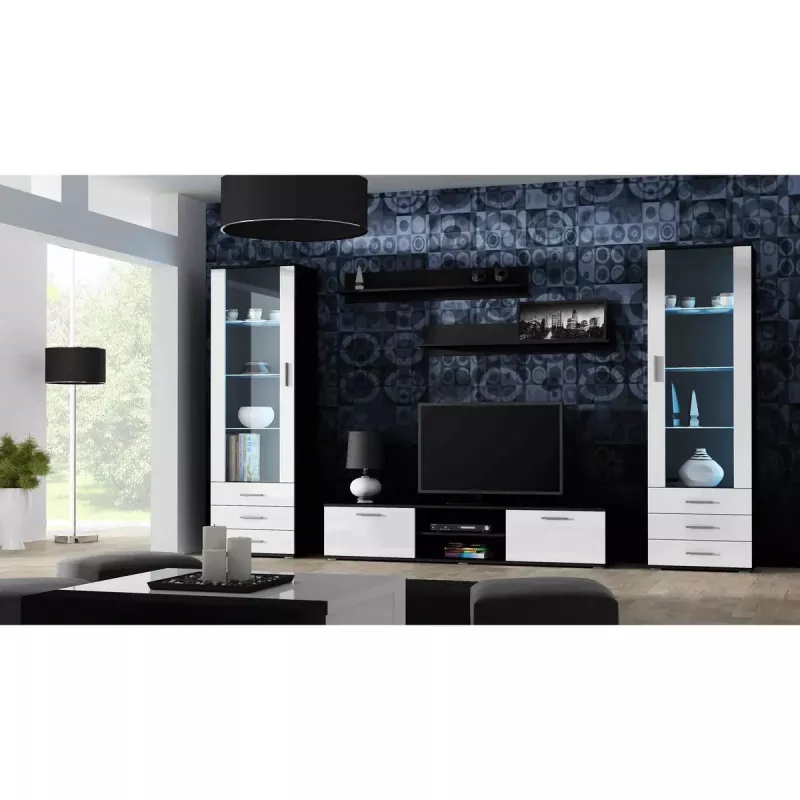 Peldošo plauktu komplekts Cama Meble SOHO 1250×200×200 mm, skaidu plātne, melns matēts (divi plaukti)