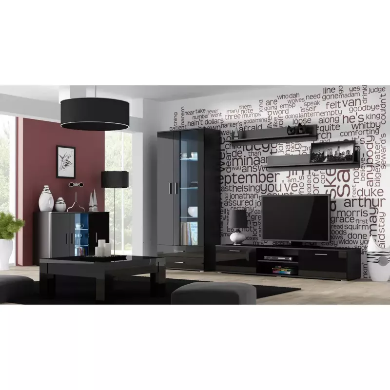 Peldošo plauktu komplekts Cama Meble SOHO 1250×200×200 mm, skaidu plātne, melns matēts (divi plaukti)