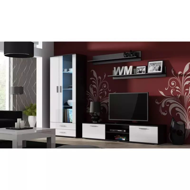 Peldošo plauktu komplekts Cama Meble SOHO 1250×200×200 mm, skaidu plātne, melns matēts (divi plaukti)