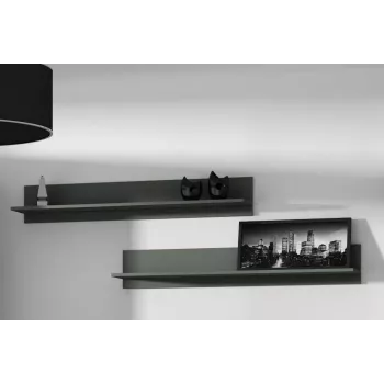 Peldošo plauktu komplekts Cama Meble SOHO 1250×200×200 mm, skaidu plātne, melns matēts (divi plaukti)
