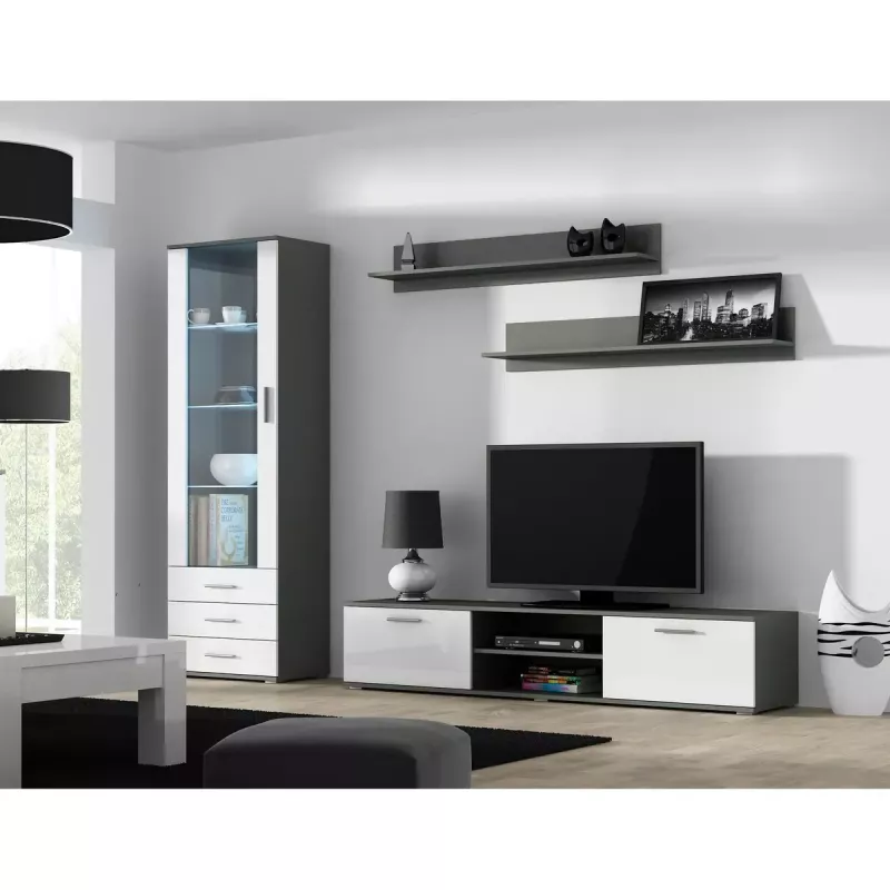 Peldošo plauktu komplekts Cama Meble SOHO, 2 plaukti, 1250×200×200 mm, skaidu plātne, pelēks matēts