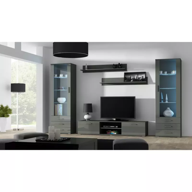 Peldošo plauktu komplekts Cama Meble SOHO, 2 plaukti, 1250×200×200 mm, skaidu plātne, pelēks matēts