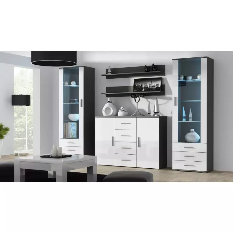 Peldošo plauktu komplekts Cama Meble SOHO, 2 plaukti, 1250×200×200 mm, skaidu plātne, pelēks matēts