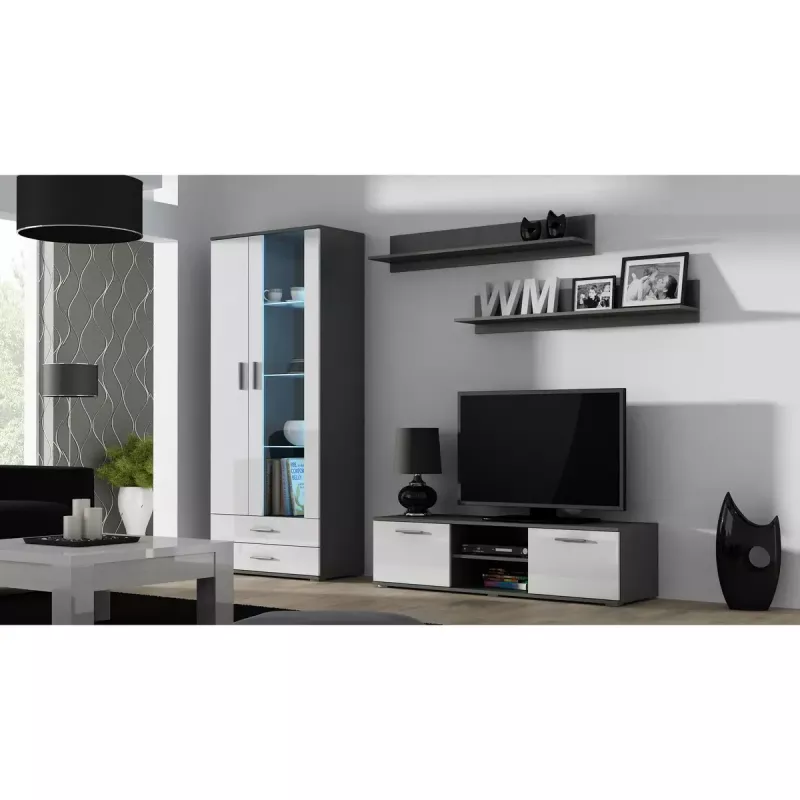 Peldošo plauktu komplekts Cama Meble SOHO, 2 plaukti, 1250×200×200 mm, skaidu plātne, pelēks matēts
