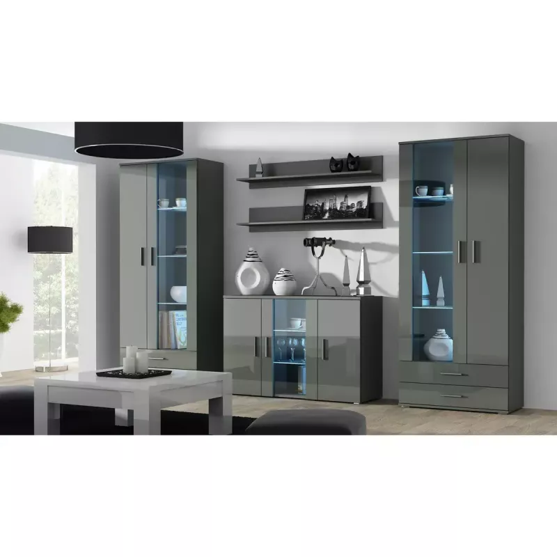 Peldošo plauktu komplekts Cama Meble SOHO, 2 plaukti, 1250×200×200 mm, skaidu plātne, pelēks matēts