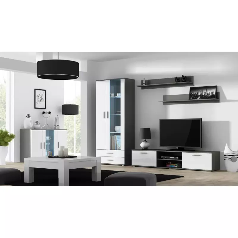 Peldošo plauktu komplekts Cama Meble SOHO, 2 plaukti, 1250×200×200 mm, skaidu plātne, pelēks matēts