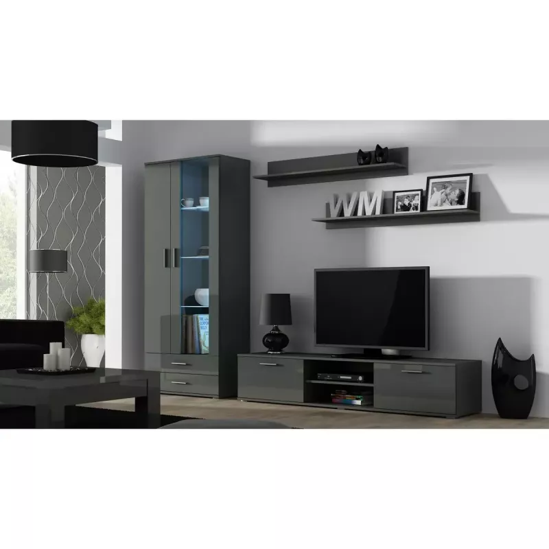 Peldošo plauktu komplekts Cama Meble SOHO, 2 plaukti, 1250×200×200 mm, skaidu plātne, pelēks matēts