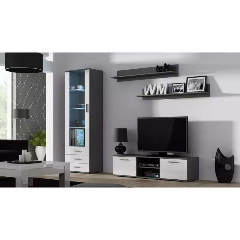 Peldošo plauktu komplekts Cama Meble SOHO, 2 plaukti, 1250×200×200 mm, skaidu plātne, pelēks matēts