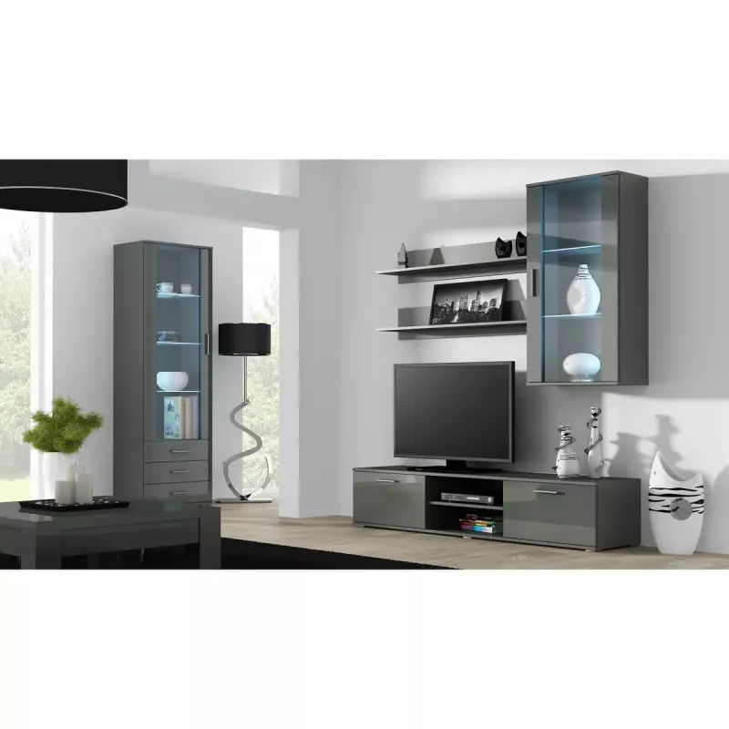 Peldošo plauktu komplekts Cama Meble SOHO, 2 plaukti, 1250×200×200 mm, skaidu plātne, pelēks matēts