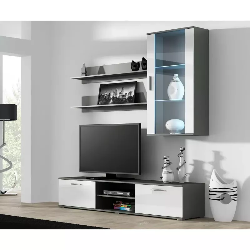 Peldošo plauktu komplekts Cama Meble SOHO, 2 plaukti, 1250×200×200 mm, skaidu plātne, pelēks matēts