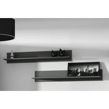 Peldošo plauktu komplekts Cama Meble SOHO, 2 plaukti, 1250×200×200 mm, skaidu plātne, pelēks matēts