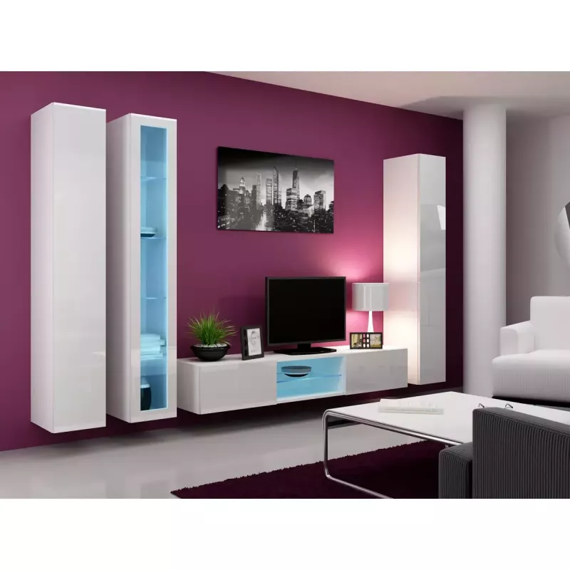 Pie sienas montējams skapis cama meble VIGO 180 — 1800×400×300 mm, balts/balts spīdums