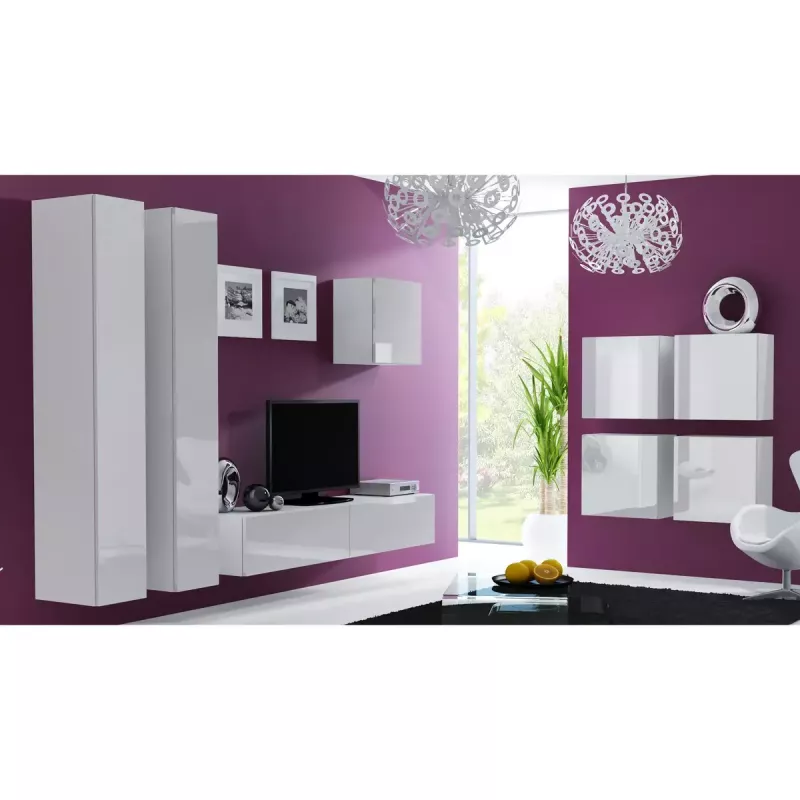 Pie sienas montējams skapis cama meble VIGO 180 — 1800×400×300 mm, balts/balts spīdums