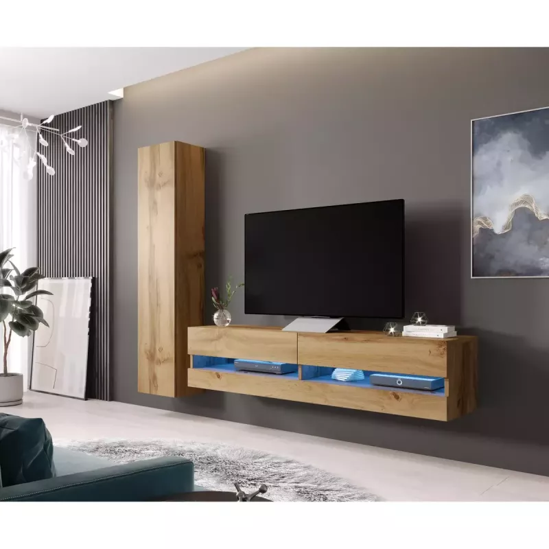 Pie sienas montējams skapis Cama Meble VIGO 180, 1800×400×300 mm, Votāna ozols