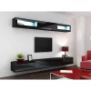 Pie sienas montējams skapis VIGO 90, 900×350×320 mm, melns/melns spīdums