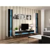 Pie sienas stiprināms plauktu bloks cama meble VIGO NEW 180×40×30 cm balts/melns spīdums
