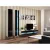 Pie sienas stiprināms plauktu bloks cama meble VIGO NEW 180×40×30 cm balts/melns spīdums