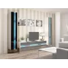 Pie sienas stiprināms plauktu bloks cama meble VIGO NEW 180×40×30 cm balts/melns spīdums