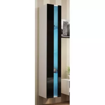 Pie sienas stiprināms plauktu bloks cama meble VIGO NEW 180×40×30 cm balts/melns spīdums