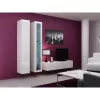 TV statīvs Cama Meble VIGO 140, 1400×400×300 mm, balts spīdums augšdaļa, skaidu plātne, balts rāmis