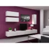 TV statīvs Cama Meble VIGO 140, 1400×400×300 mm, balts spīdums augšdaļa, skaidu plātne, balts rāmis