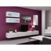 TV statīvs Cama Meble VIGO 140, 1400×400×300 mm, balts spīdums augšdaļa, skaidu plātne, balts rāmis