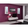 TV statīvs Cama Meble VIGO 140, 1400×400×300 mm, balts spīdums augšdaļa, skaidu plātne, balts rāmis