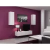 TV statīvs Cama Meble VIGO 140, 1400×400×300 mm, balts spīdums augšdaļa, skaidu plātne, balts rāmis