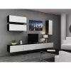 Piekarināms TV statīvs cama meble VIGO 140 — 1400×400×300 mm, skaidu plātnes virsma, melns/balts spīdums