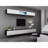 Piekarināms TV statīvs cama meble VIGO 140 — 1400×400×300 mm, skaidu plātnes virsma, melns/balts spīdums
