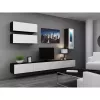 Piekarināms TV statīvs cama meble VIGO 140 — 1400×400×300 mm, skaidu plātnes virsma, melns/balts spīdums