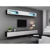 Piekarināms TV statīvs cama meble VIGO 140 — 1400×400×300 mm, skaidu plātnes virsma, melns/balts spīdums