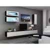 Piekarināms TV statīvs cama meble VIGO 140 — 1400×400×300 mm, skaidu plātnes virsma, melns/balts spīdums